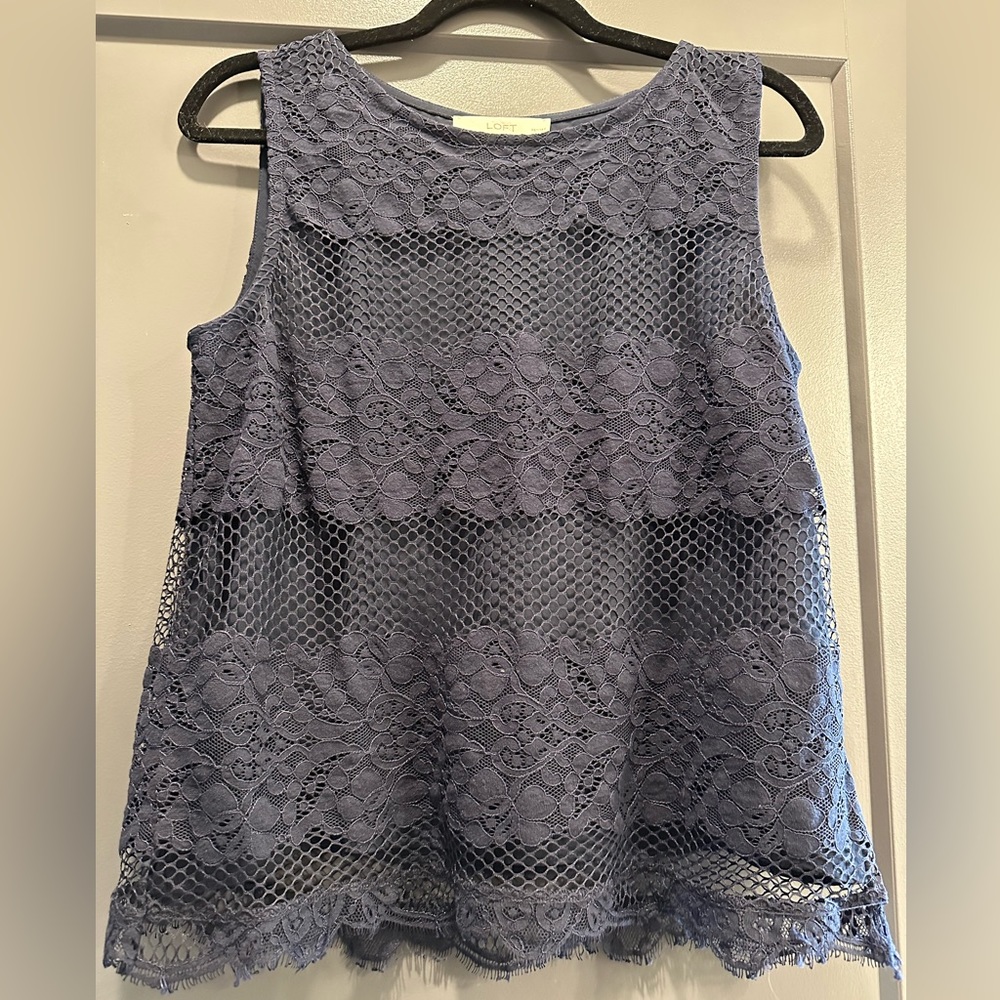 Loft Navy Lace Tank